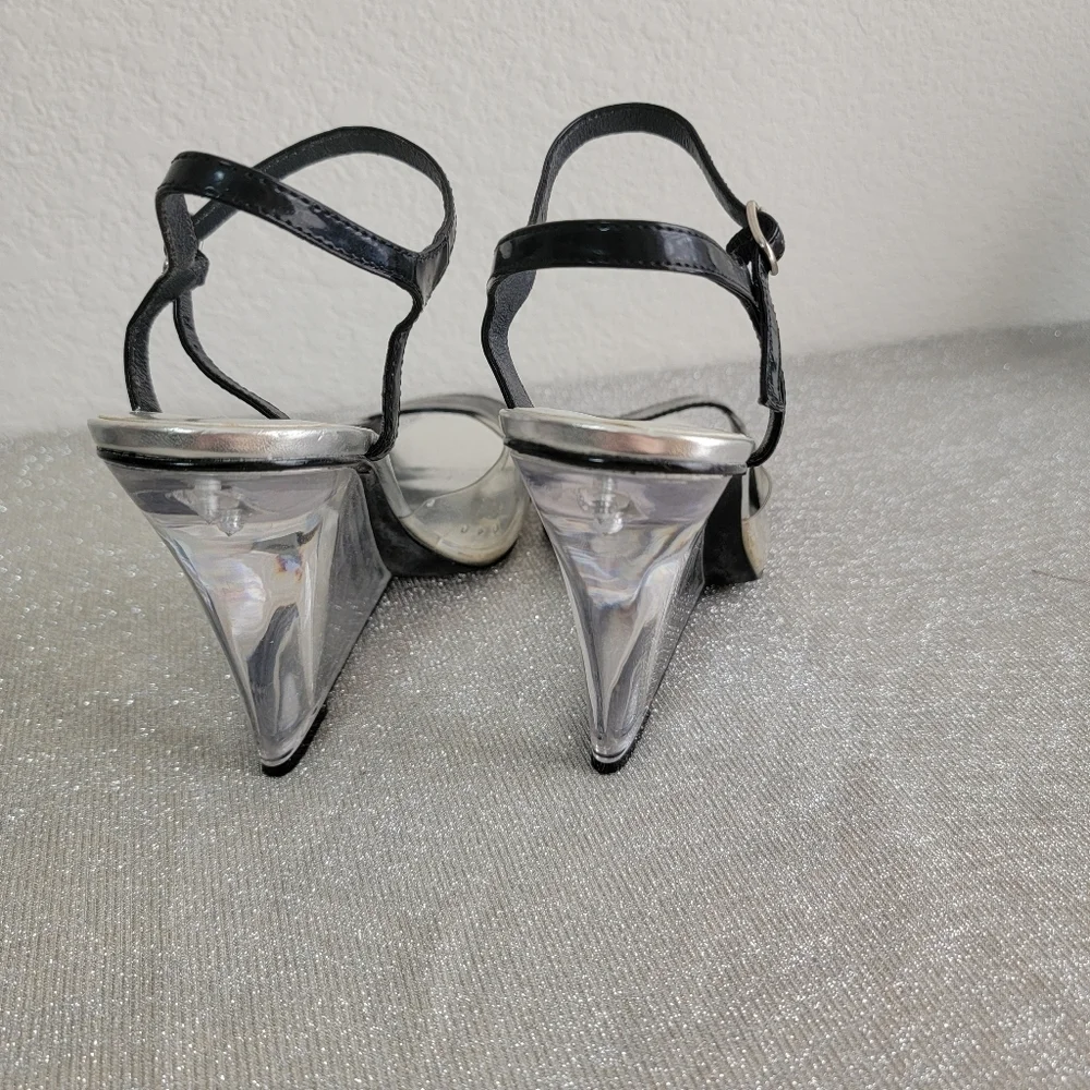 Yellow Box Bermuda Black and Clear Wedge Sandals